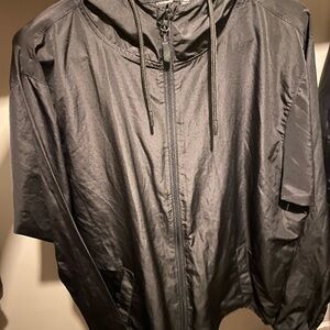 C Black Windbreaker with Fitted Silhouette and Collar Details